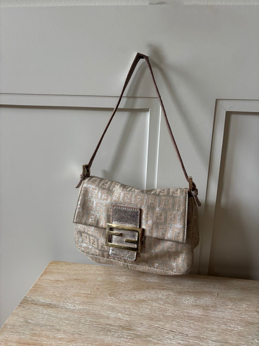 Fendi Metallic Zucchino Mini Mama Baguette Bag